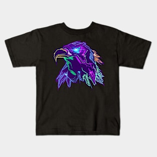 Neon Badass Cyberpunk Eagle Mecha Kids T-Shirt